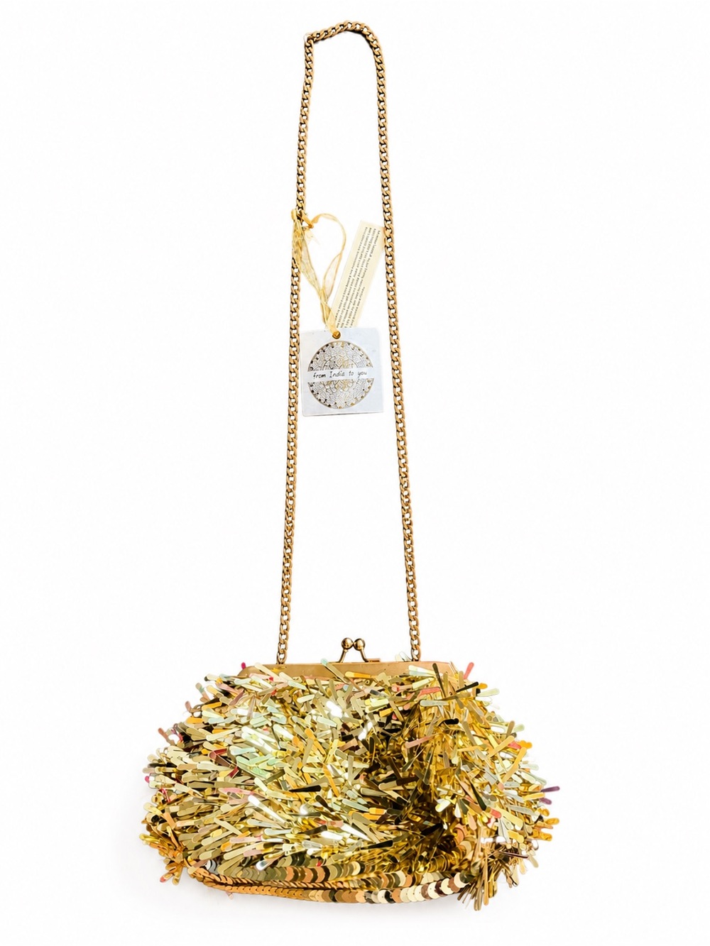 NWT Gold Sequin Evening Crossbody Bag - Designer Style
